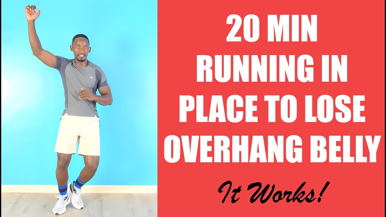 20-Minute RUNNING IN PLACE WORKOUT TO LOSE OVERHANG BELLY - It Works!