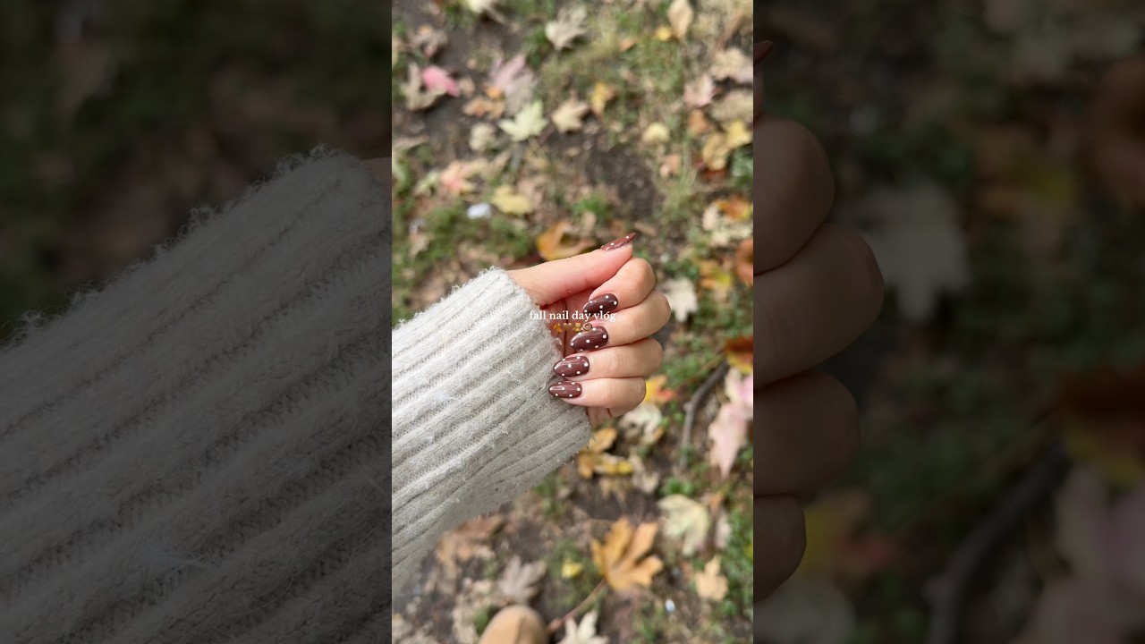 fall nail day🤎 #nailday #fallnails #naildayvlog #polkadot #autumn #aesthetic