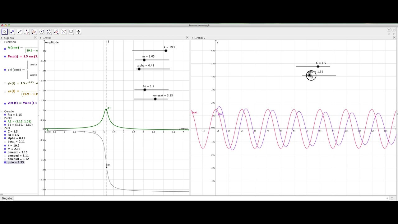 *** Differentialgleichungen Teil 12b, Resonanzkurve