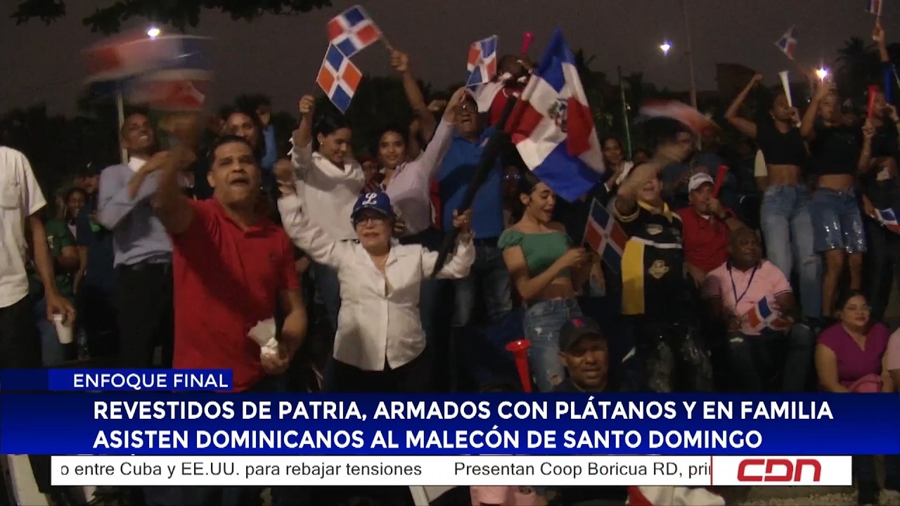 Revestidos de patria, armados con plátanos y en familia asisten dominicanos al Malecón de SD