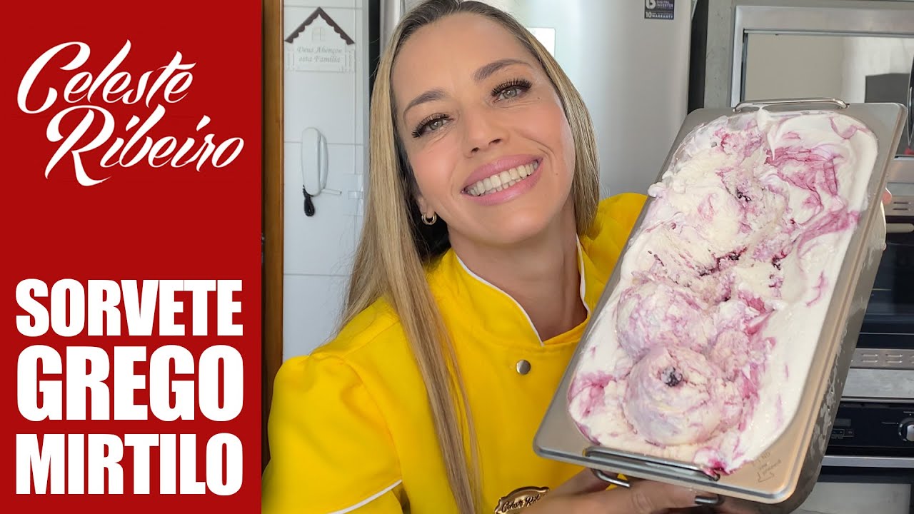 Sorvete Profissional de Iogurte Grego com Mirtilo 🫐🫐🫐🫐🫐 - Com FRUTA