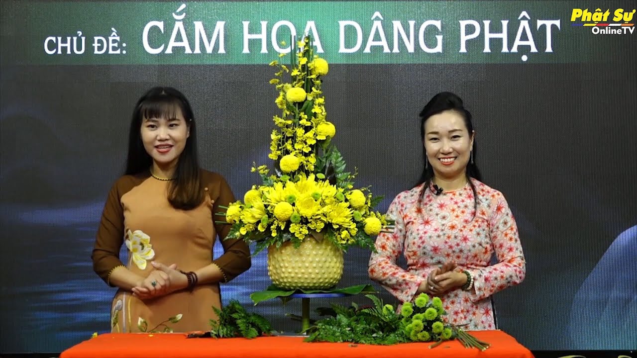 Hướng dẫn cắm hoa 6: Cúc vàng dâng Phật