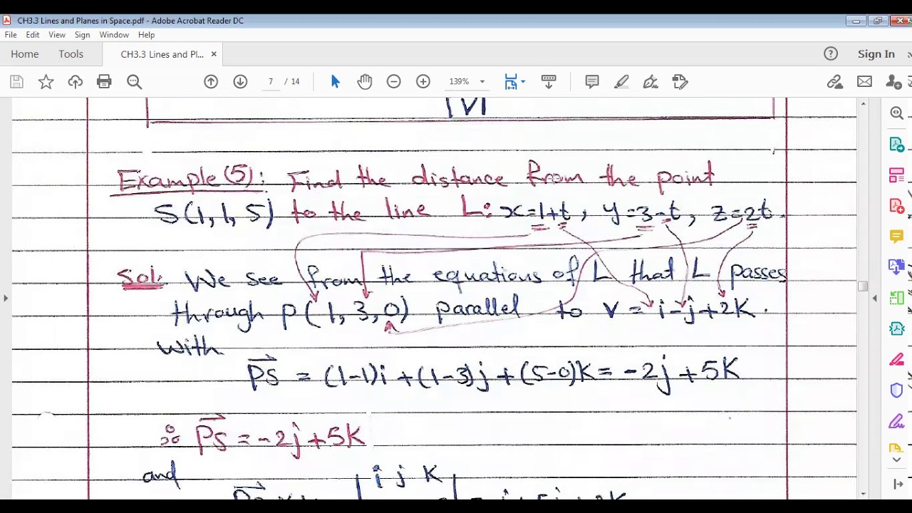 31- 4 distance from point to a line in space