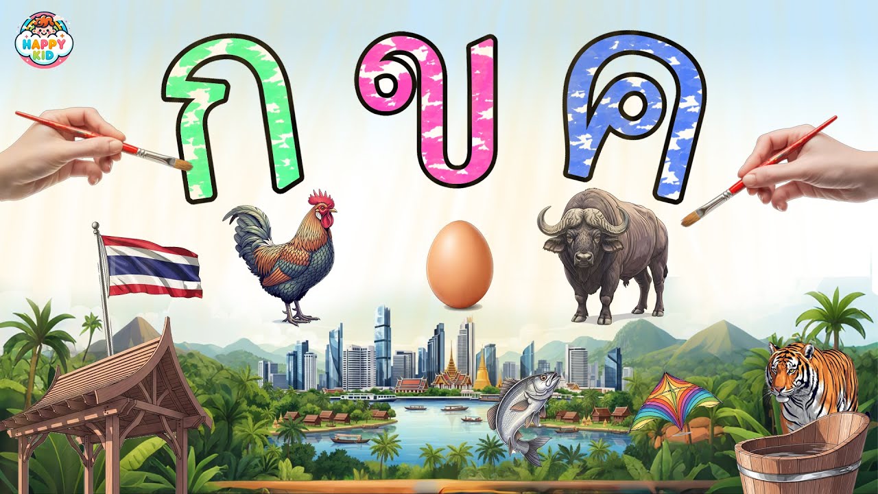สนุกกับพยัญชนะ ก-ฮ! ทั้ง 44 ตัว พร้อมวาดรูปสวย เล่าเรื่อง | Coloring Thai Alphabet