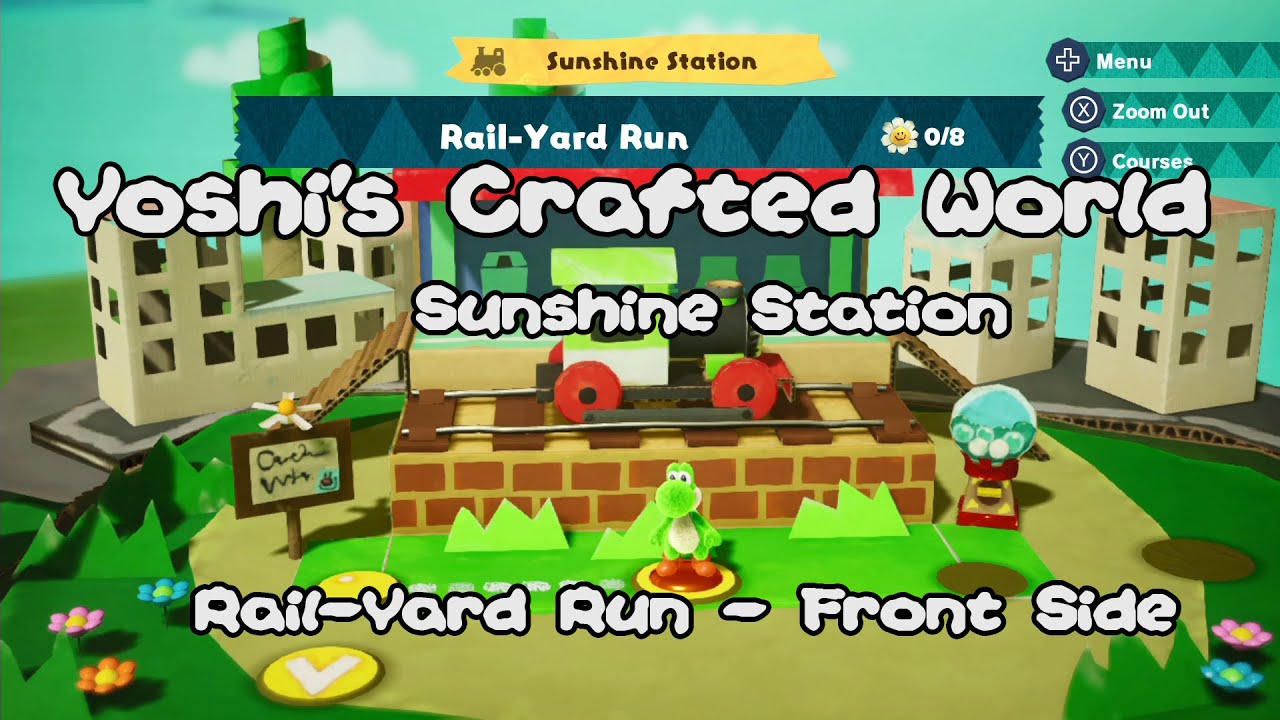 Yoshi's Crafted World - Sunshine Station - Rail-Yard Run (Front Side) 100%