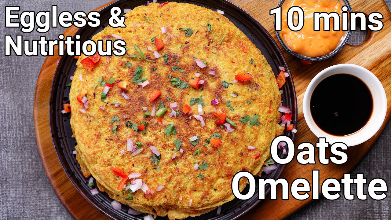 Oats Omelette Recipe - Eggless & Heathy Breakfast Recipe | Vegetarian Oats Omelette Recipe
