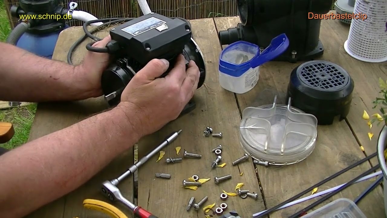 Poolpumpe macht Schleifgeräusche, Lagerschaden, Reparatur, Test
