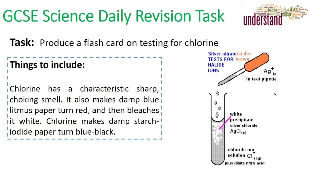 GCSE Science Daily Revision Task 53:  Testing for Chlorine