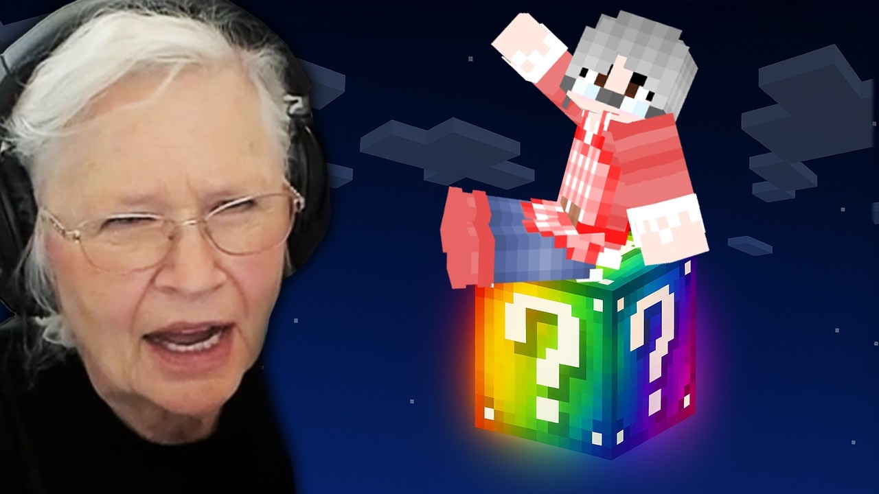 1 grandma vs 1 lucky block