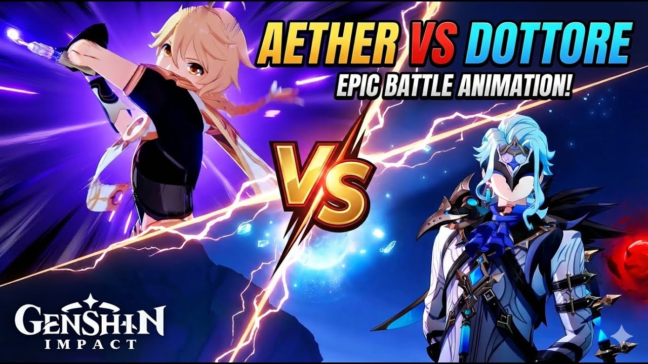 EPIC FIGHT! Aether vs Dottore - Genshin Impact Battle Animation