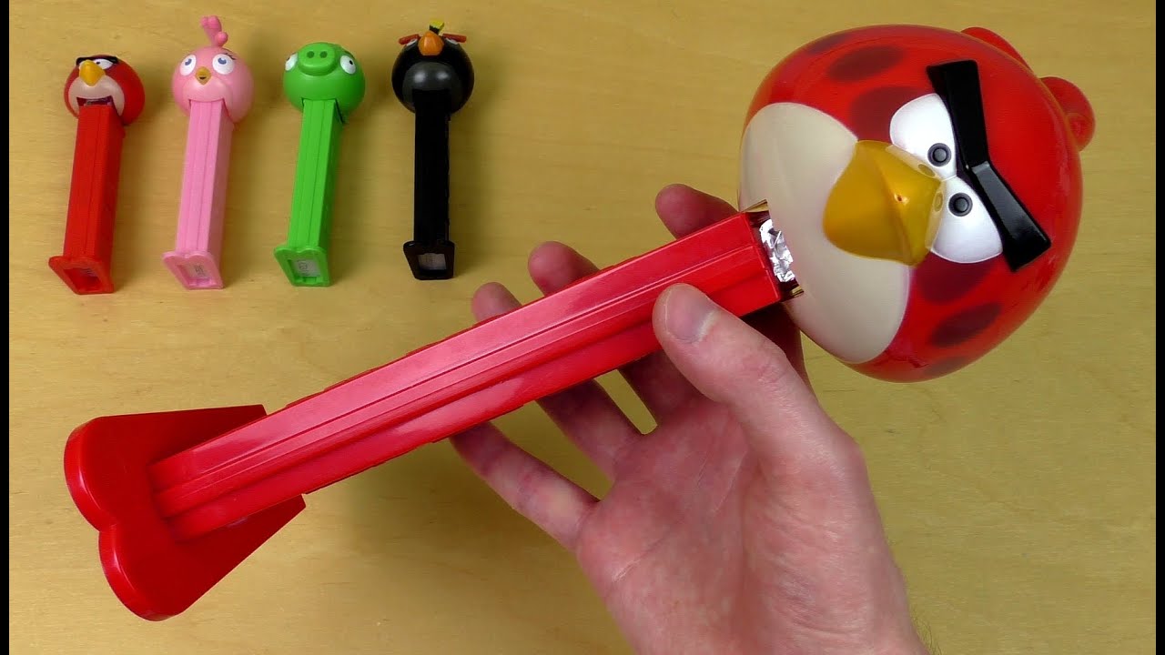Gigantic Angry Birds PEZ Candy Roll Dispenser & Surprise Eggs & Fruit Gummies