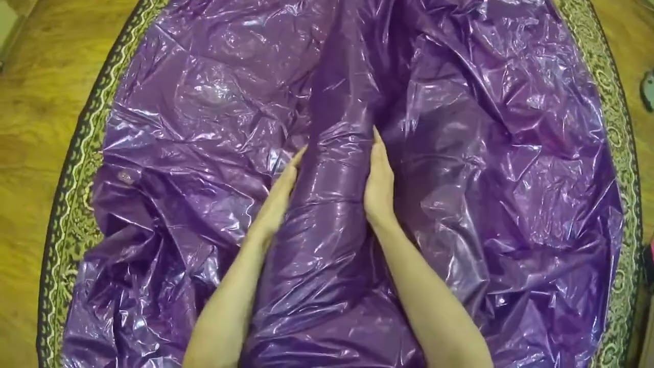 POV  Playing with Latex PVC Huge shiny Sheet purple