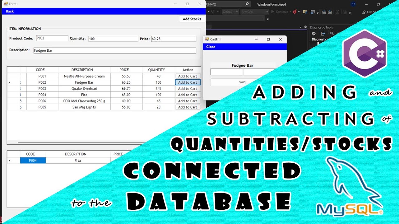 C# - Adding and Subtracting of Quantities/Stocks Connected to the Database (Point of Sale System)