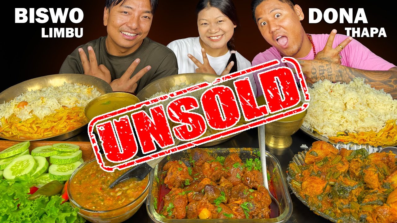 Nepali Food Mukbang with Biswa Limbu & Dona Thapa | Pork curry, Mutton Curry & Spicy Tomato Chutney🔥