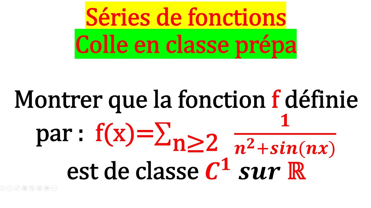Séries de fonctions de classe C1, exercice corrigé avec rappels de cours