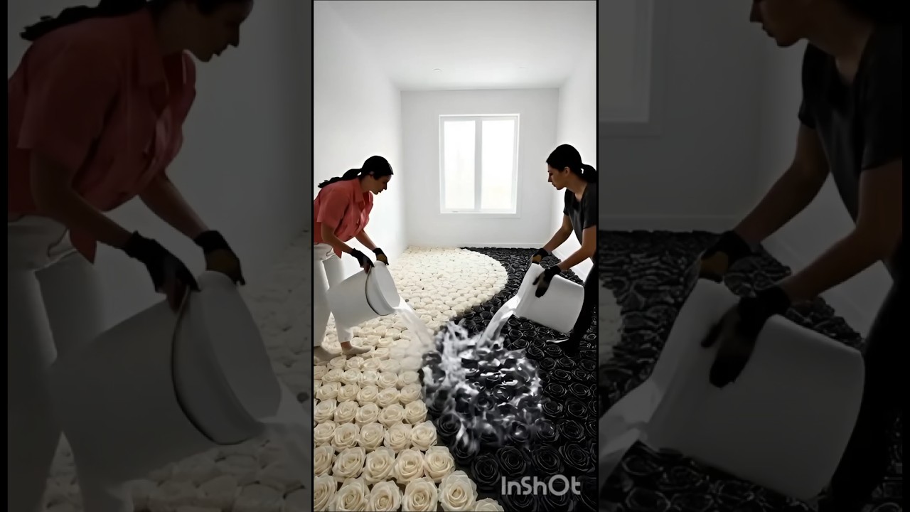 INSANE Yin-Yang Flower Epoxy Floor Transformation 😍 | Luxury Room Makeover #Shorts