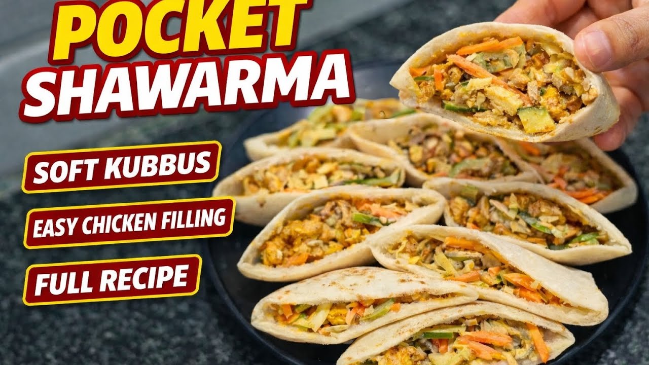 Hotel Style Pocket Shawarma Recipe Malayalam | Soft Kubbus & Chicken Filling