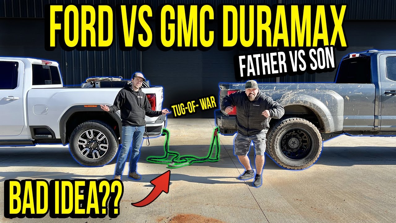 Ford F450 Dually Powerstroke против разбитого восстановленного GMC Duramax | Перетягивание каната...