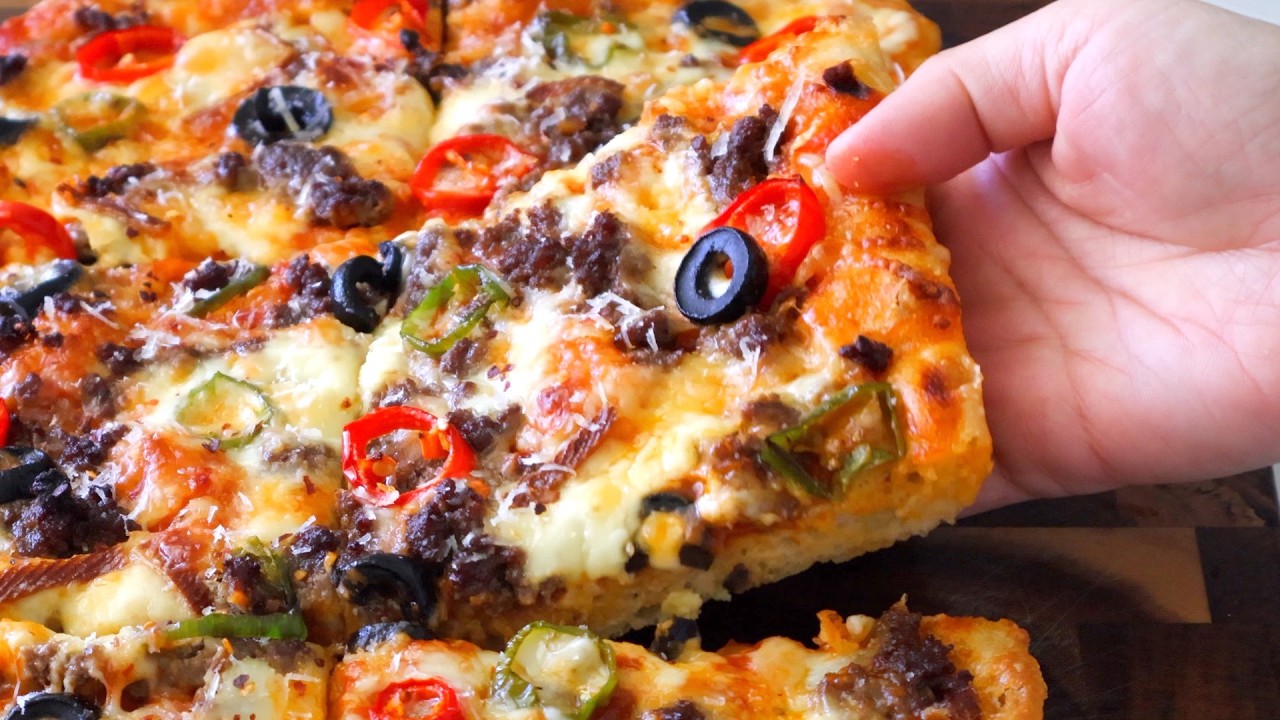 무반죽/ 피자집 쫄-깃한 도우 맛 그대로! 🍕기공이 살아있는 불고기피자 레시피