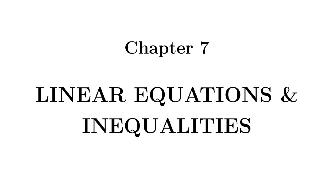 Mathematics for Social Sciences - Linear Equations and Inequalities