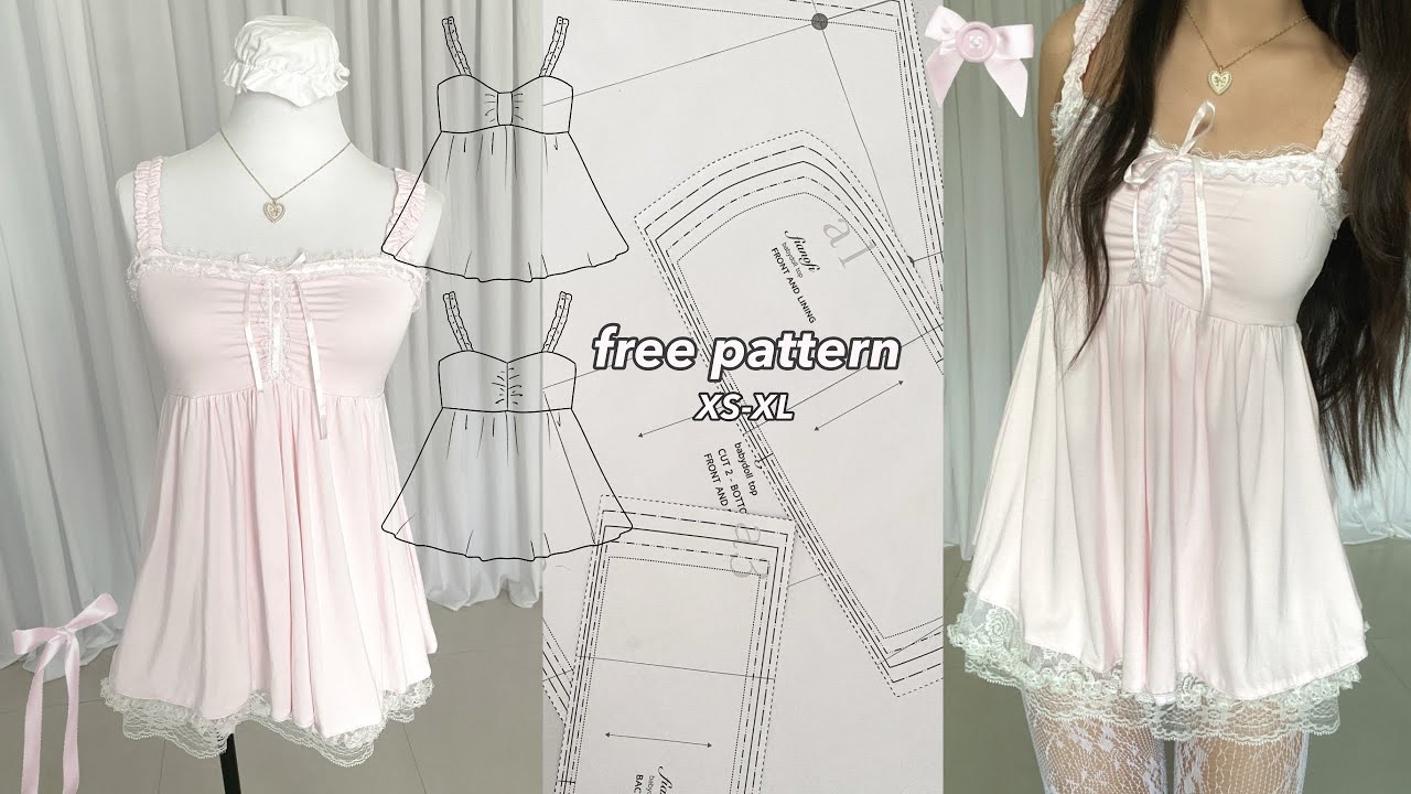 Babydoll Top sewing tutorial ໒꒱ྀི‧₊˚ Free Pattern 🎀