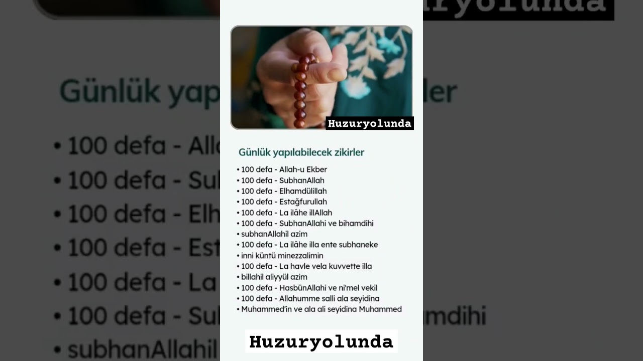 G&uuml;nl&uuml;k Yapılabilecek Zikirler #islam #dinivideolar #namaz