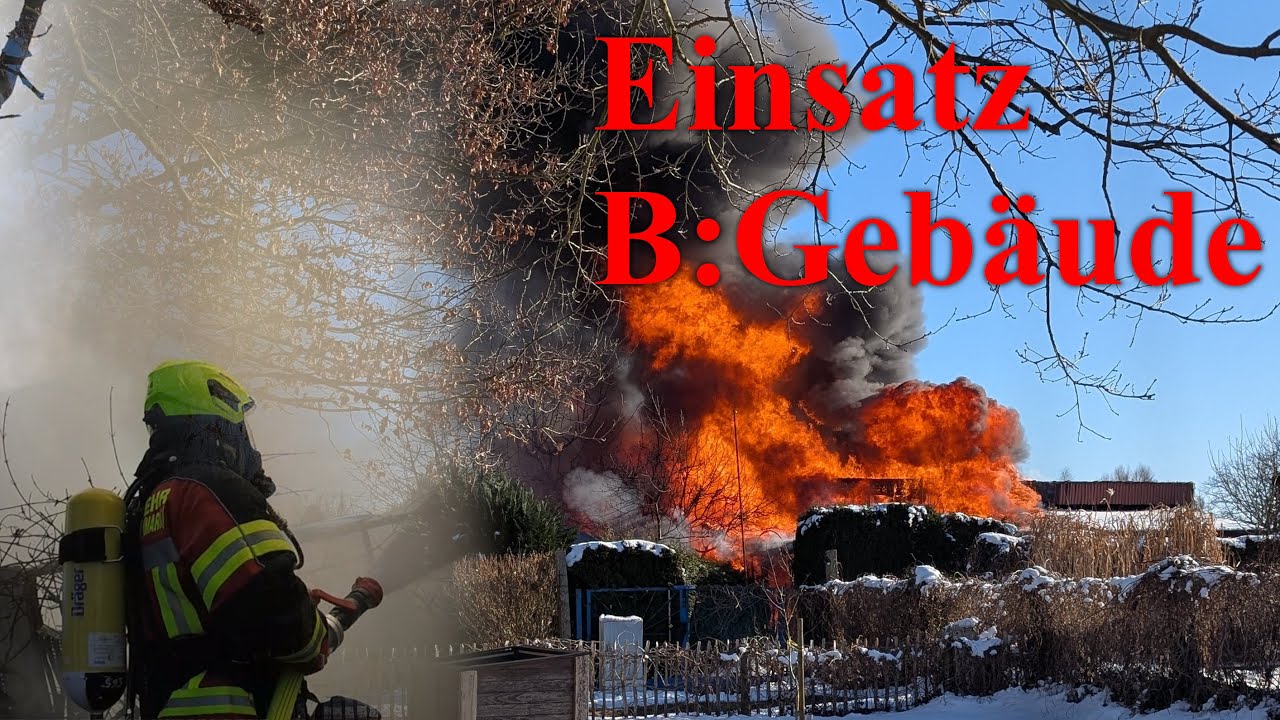 [E] Im Einsatz Bungalow in Vollbrand / Anfahrt+Einsatzstelle