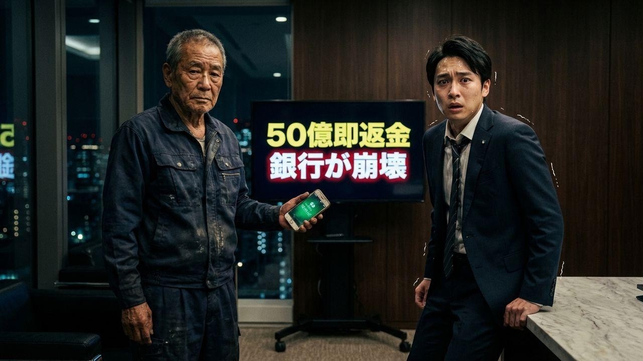 「汚い作業着w」老人を蔑む銀行員→即座に50億返金、一瞬で銀行を破滅させた老人の正体