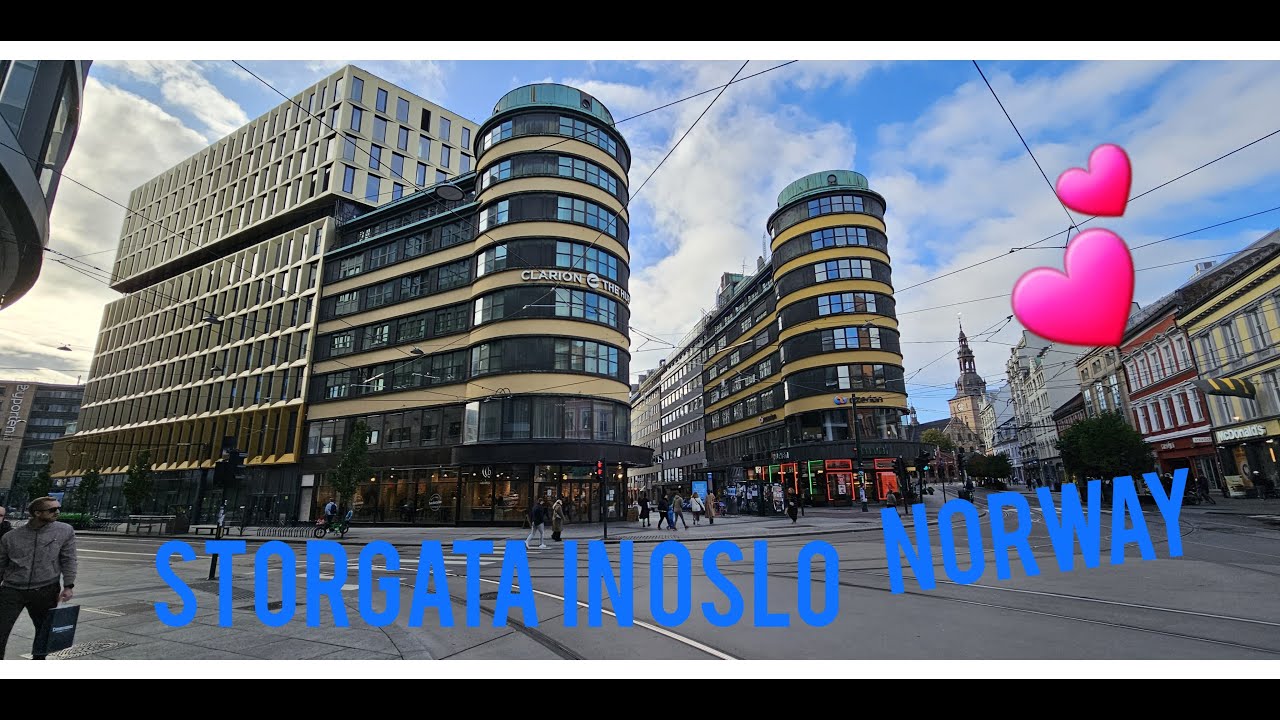 Morning walk , STORGATA  in  OSLO , incredibly beautiful.(4k)