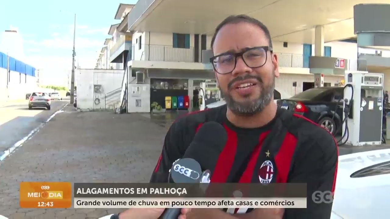 ALAGAMENTOS em Palhoça: chuva intensa afeta moradores e comércio | Tempo | SCC Meio-Dia