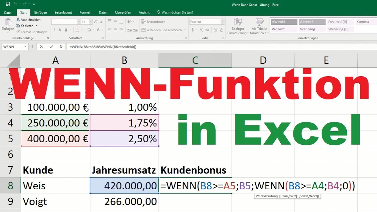 Excel Wenn Funktion - Wenn Dann Funktion [verschachtelt, mehrere Bedingungen, Formel, Sonst]