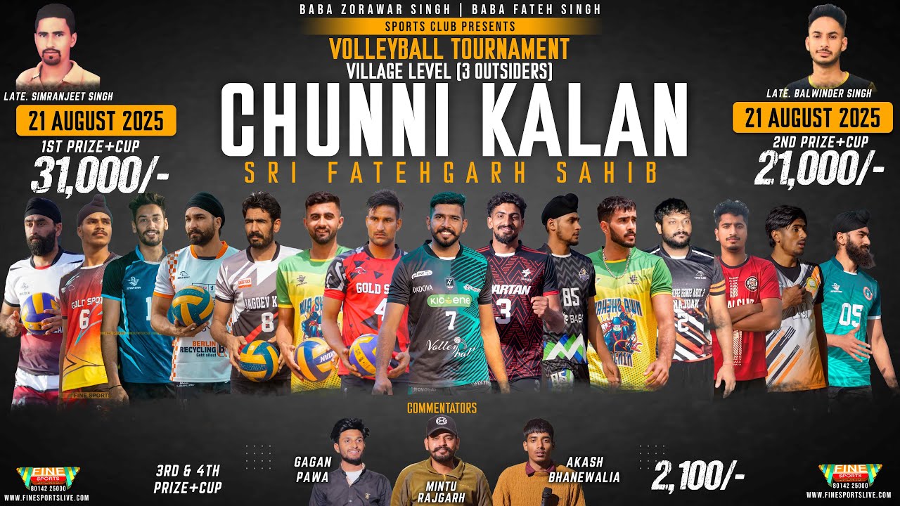CHUNNI KALAN (SRI FATEHGARH SAHIB) 3 OUTSIDERS VOLLEYBALL TOURNAMENT || @FineSportsLive ​
