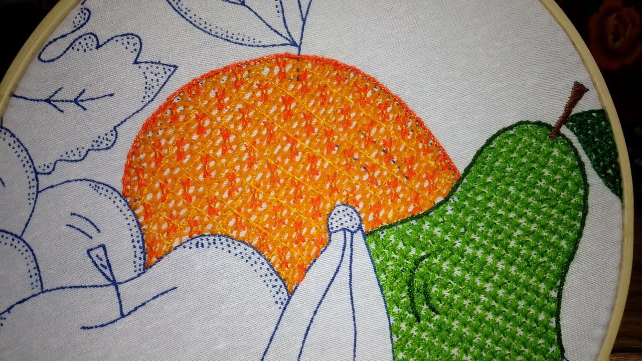 Hermosa puntada fantasia para bordar una naranja 🍊🍊🍊