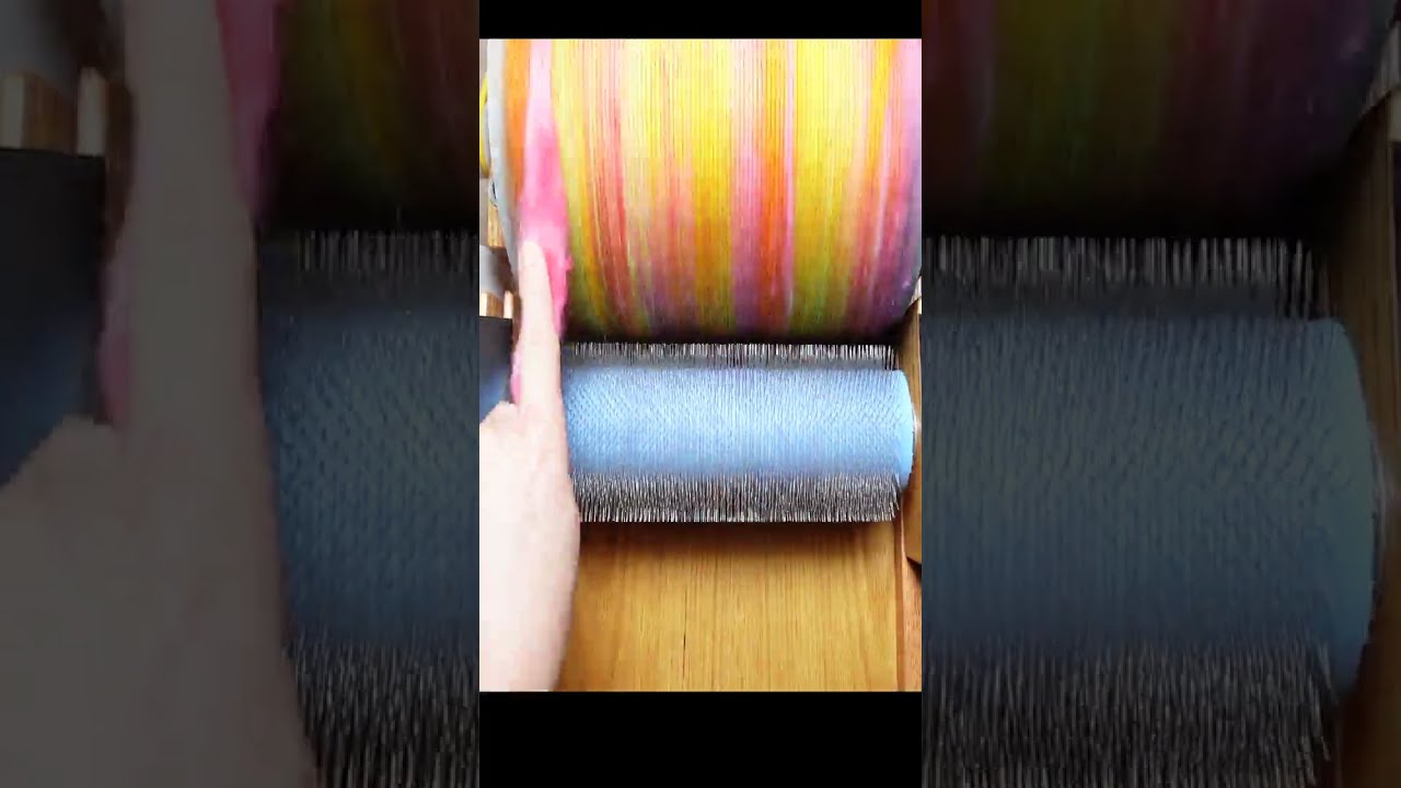 Carding a UV Neon Fiber Batt ⚡🌈 | Electric Drum Carder #diy #fiberarts #knitting