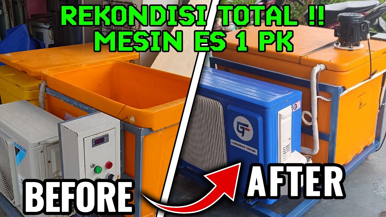 Mesin ES Batu 1 PK Reborn‼️Cooler Box 220 L ‼️Murah VS Premium #rekondisi #mesinesbatu