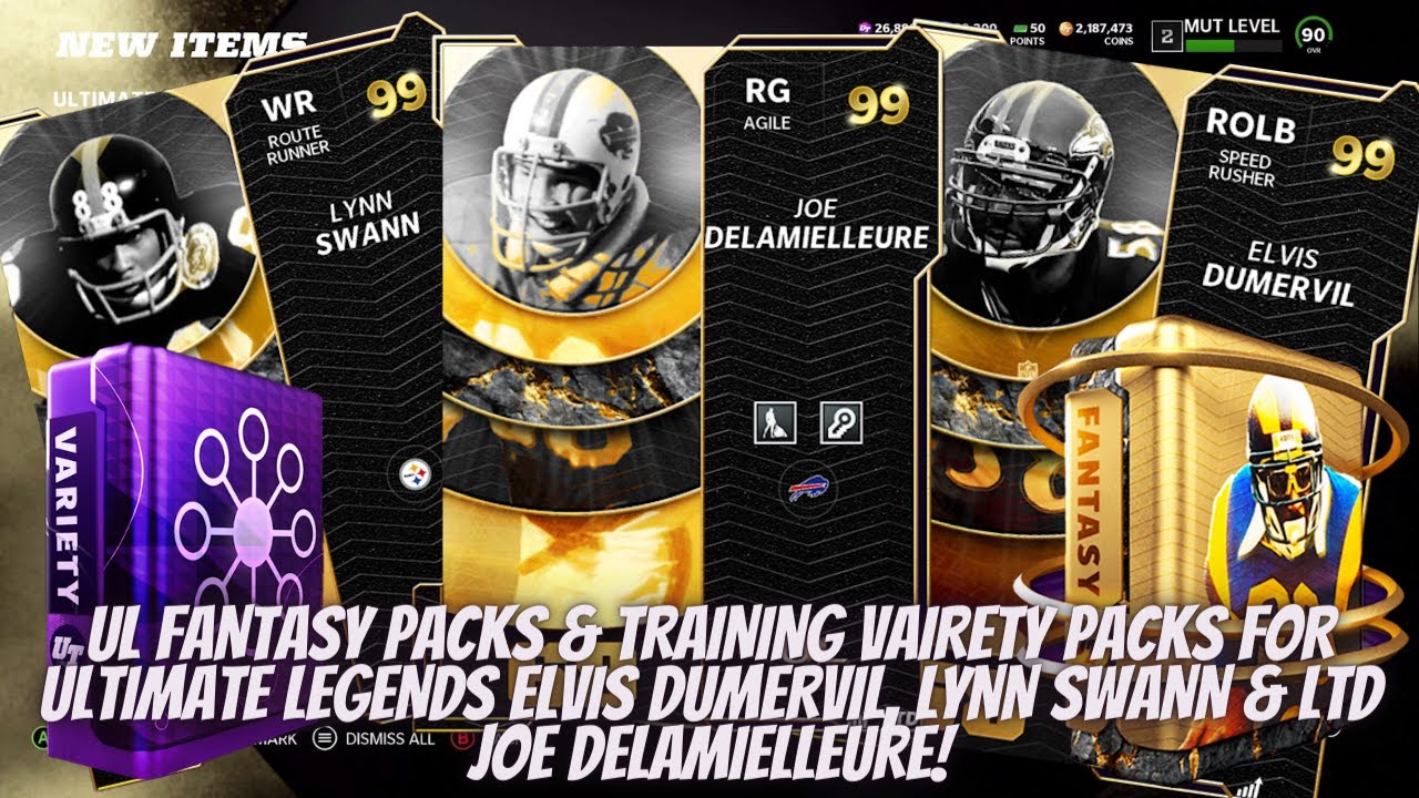 UL FANTASY PACKS & TRAINING VAIRETY PACKS FOR ULTIMATE LEGENDS ELVIS DUMERVIL, LYNN SWANN & LTD JOE!
