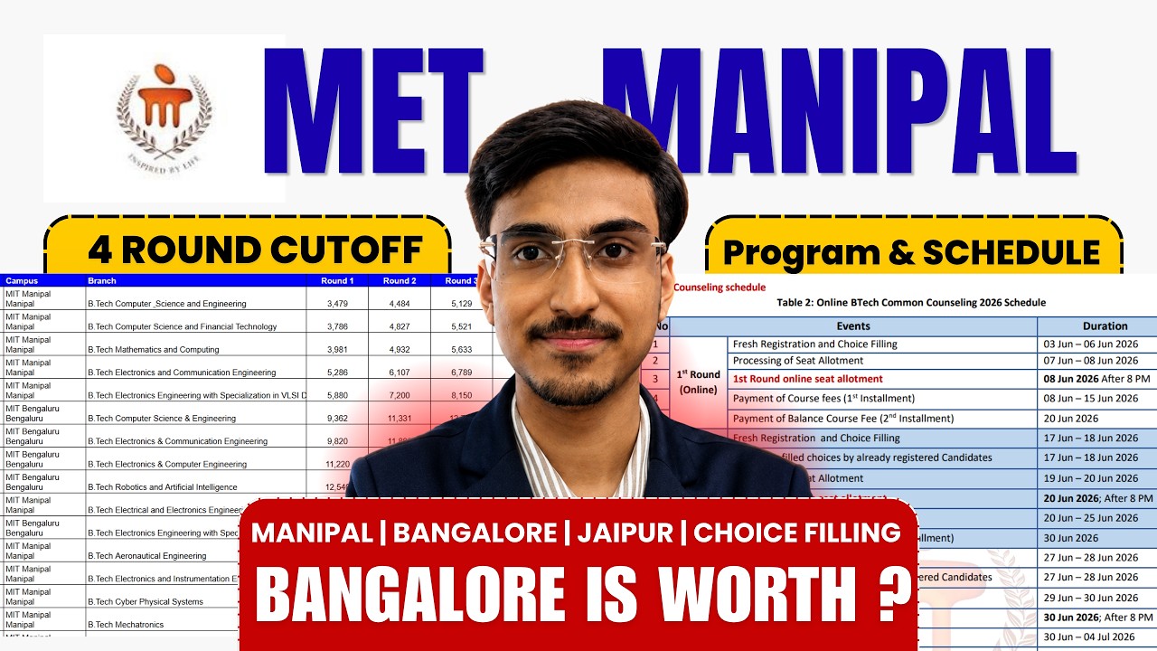 Manipal Admissions 2026 | Bangalore vs Jaipur vs Main Campus Cutoff | Placement Reality?