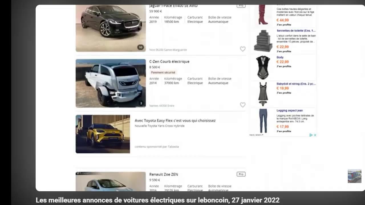 Les annonces leboncoin de voitures électriques depuis 2017