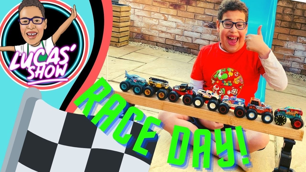 @HotWheels Monster Truck Tournament - Monster Truck Downhill Race - Lucas' Show