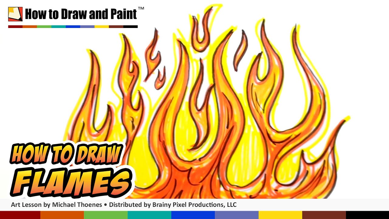 How to Draw Flames - Graffiti Fire Drawing Lesson - Art for Kids MAT