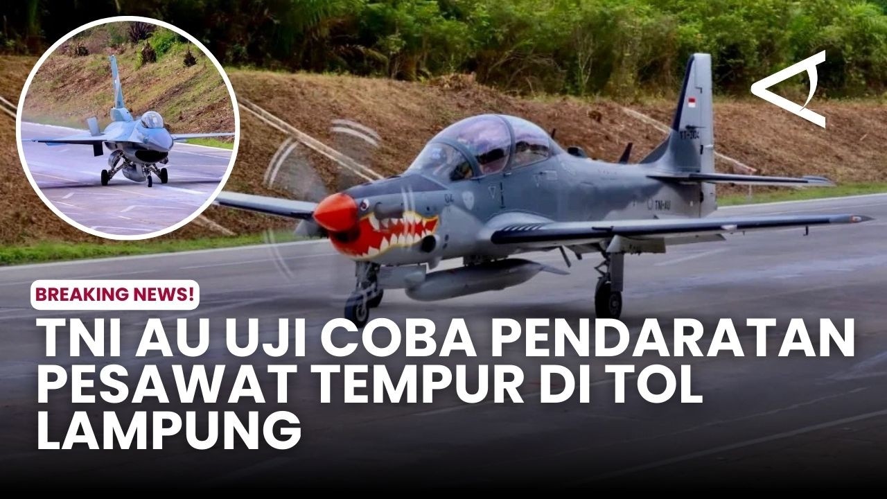 TNI AU Uji Coba Pendaratan Pesawat Tempur di Tol Lampung
