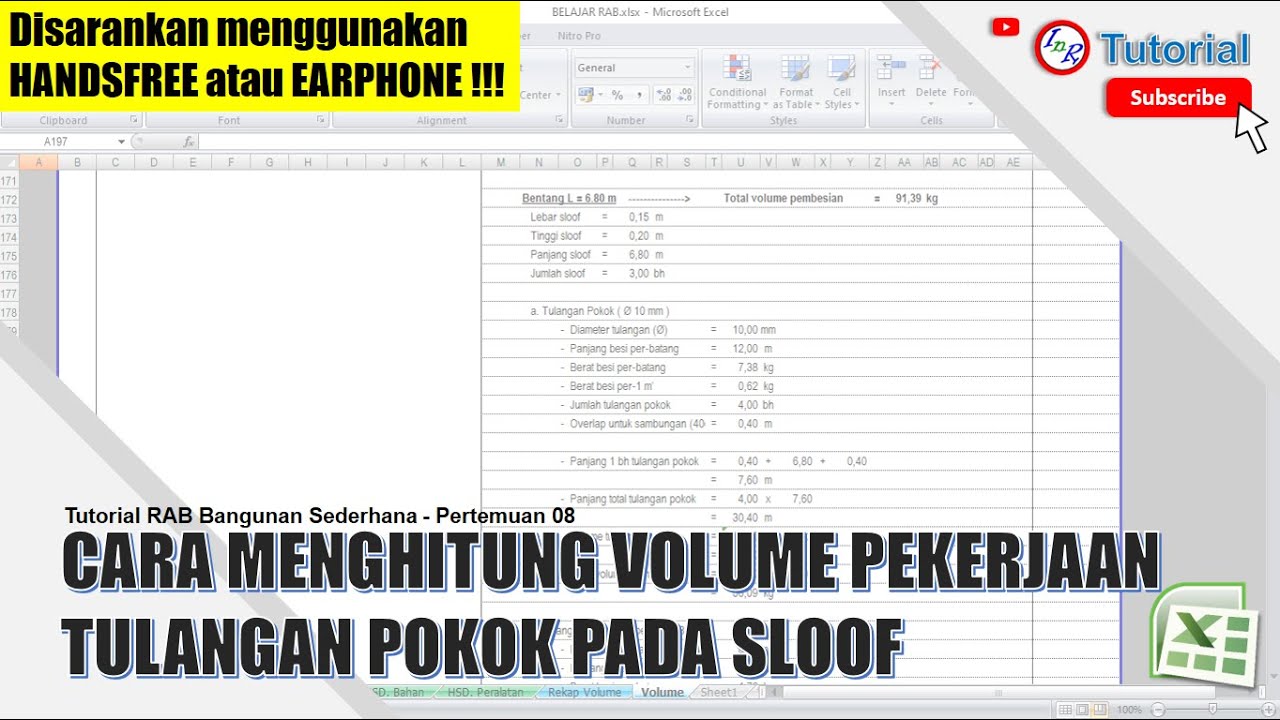 08. Cara menghitung volume tulangan pokok/utama pada sloof