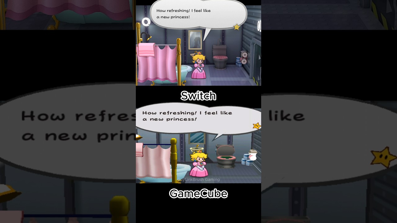 Paper Mario TTYD Switch vs GameCube Peach Shower Scene #papermario #ttyd