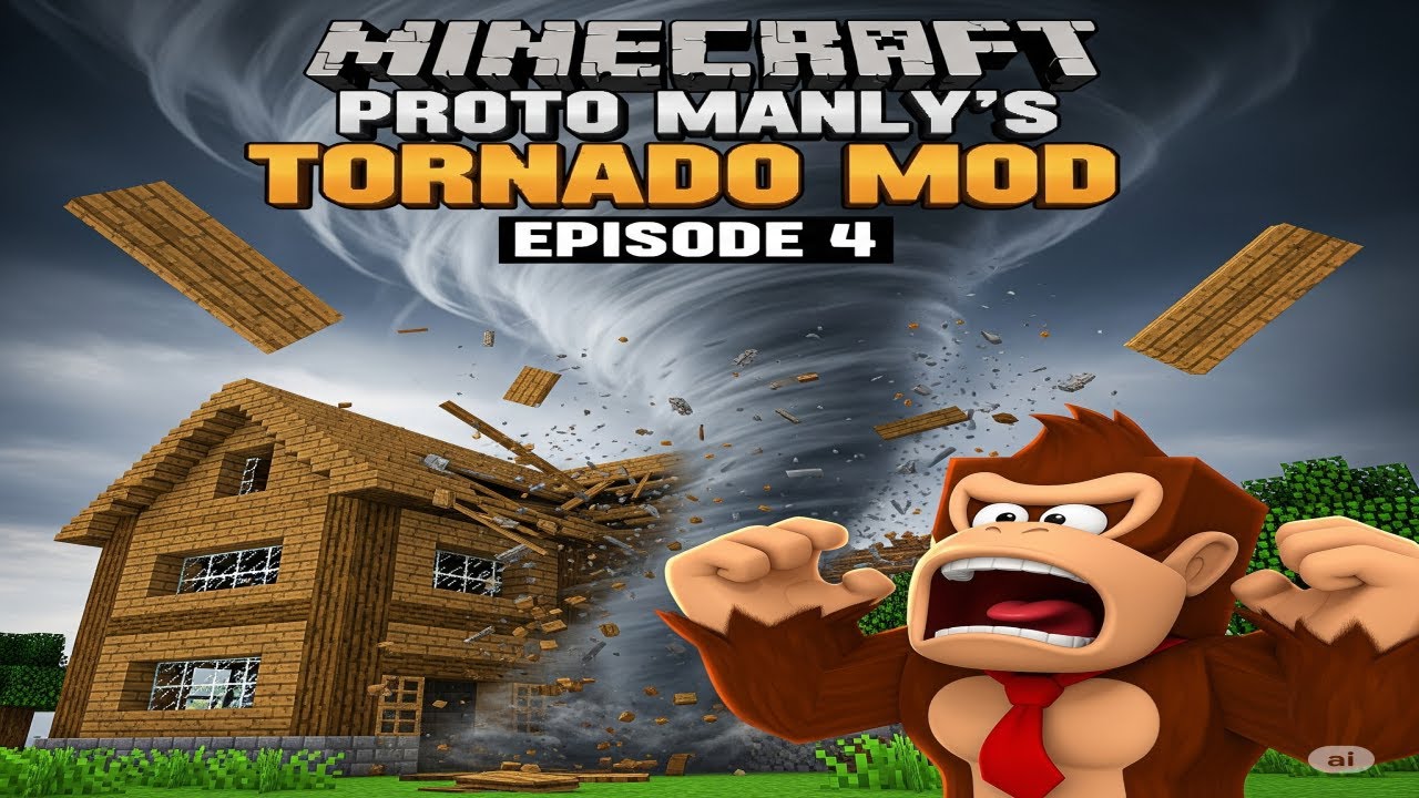 TORNADO DESTROYS THE HOUSE!! - (Minecraft Proto Manly's Weather Mod) Episode 4