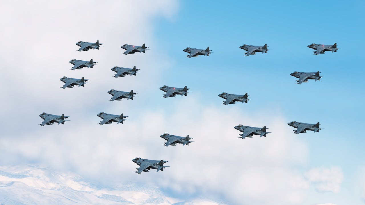 RAZBAM Harrier Display Team - Mass Formation Flight