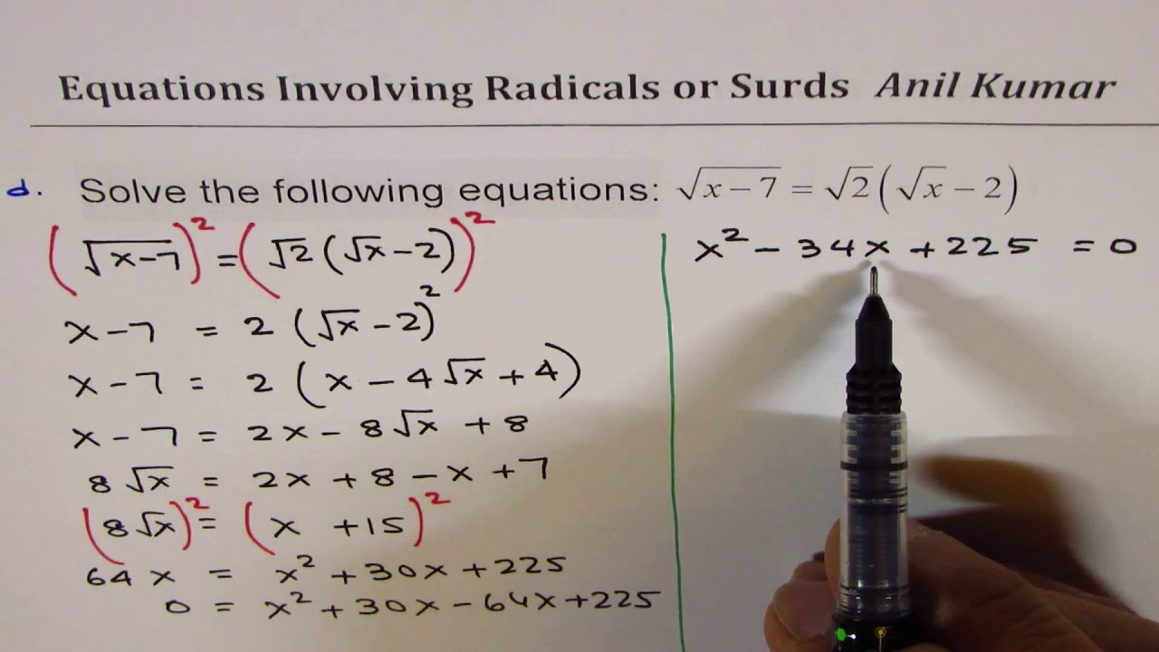 Solve Surds Equations with Radicals and Square roots in Details - EDEXCEL - GCSE - SAT