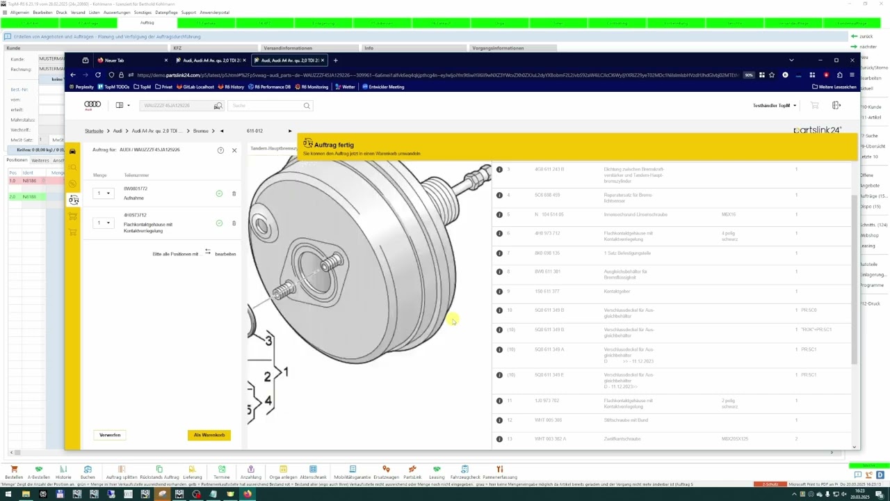138 - Schnittstelle TopM r6 - Partslink24 (OrderBridge) - KFZ Teileprogramm / Webseite /shop