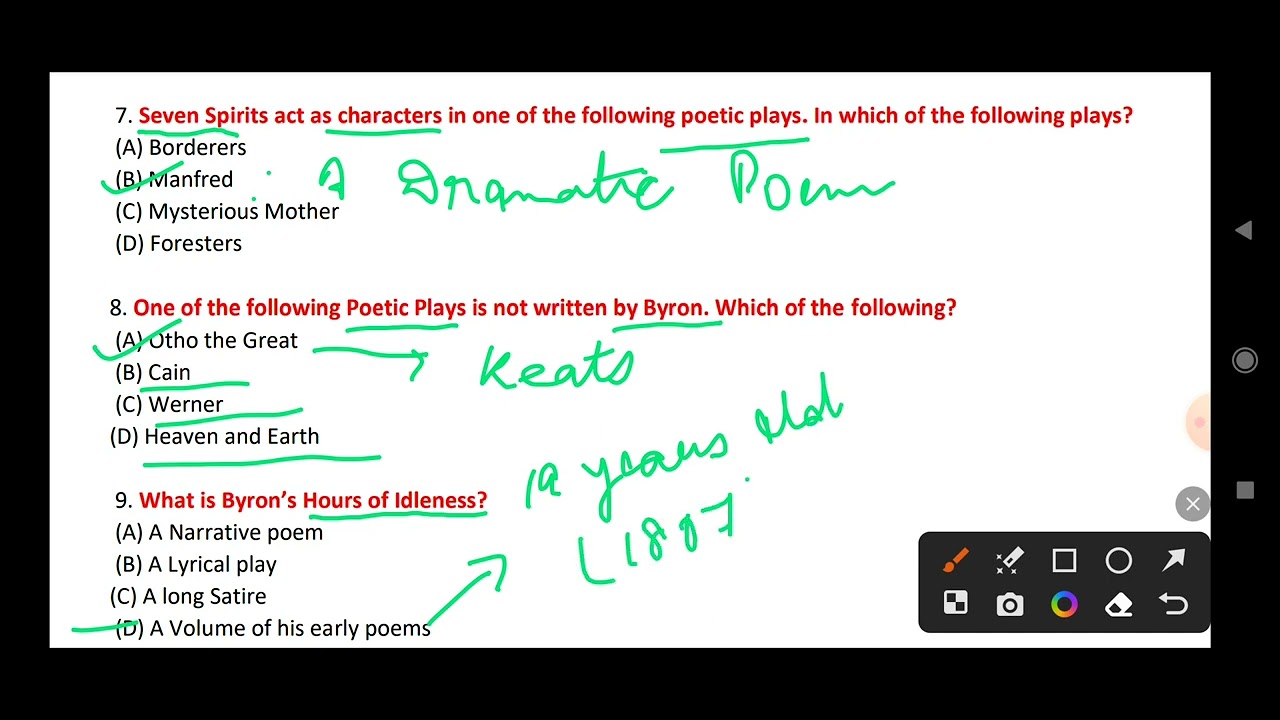 30 Objective questions on Byron for all competitive exams 