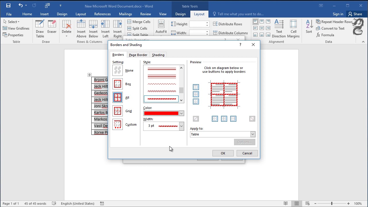 How to Add Borders and Shading to Tables in Word