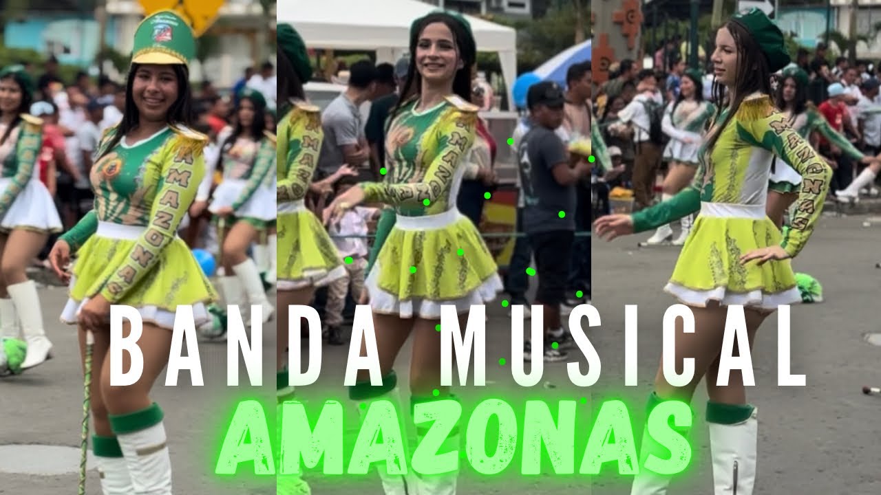 BASTONERAS ECUATORIANAS😍✅ 🇪🇨(💚BANDA MUSICAL AMAZONAS) #bastoneras #desfile #shortsviral #bailes